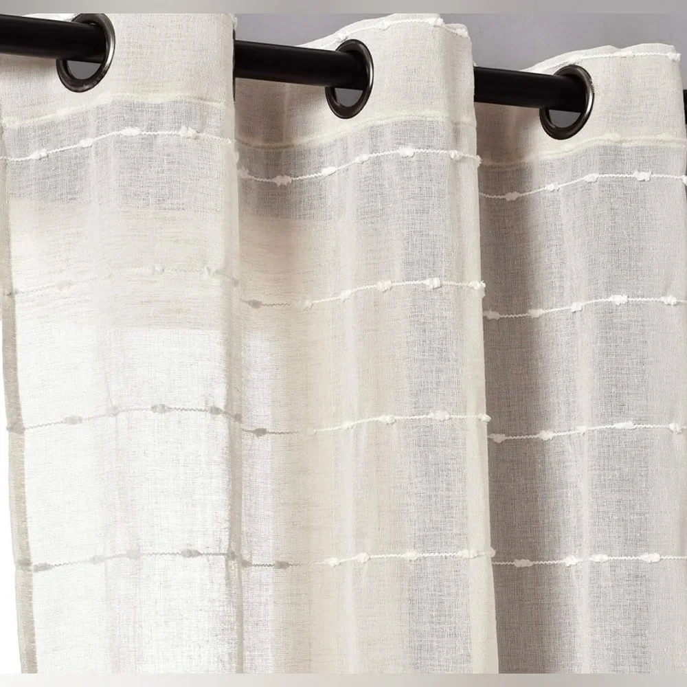 Lush Decor Farmhouse Textured Grommet Sheer Window Curtain Panel Pair 95